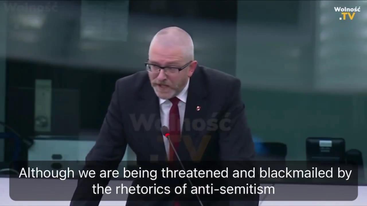 Polish politician Grzegorz Braun openly condemns the Jews in the European parliament...