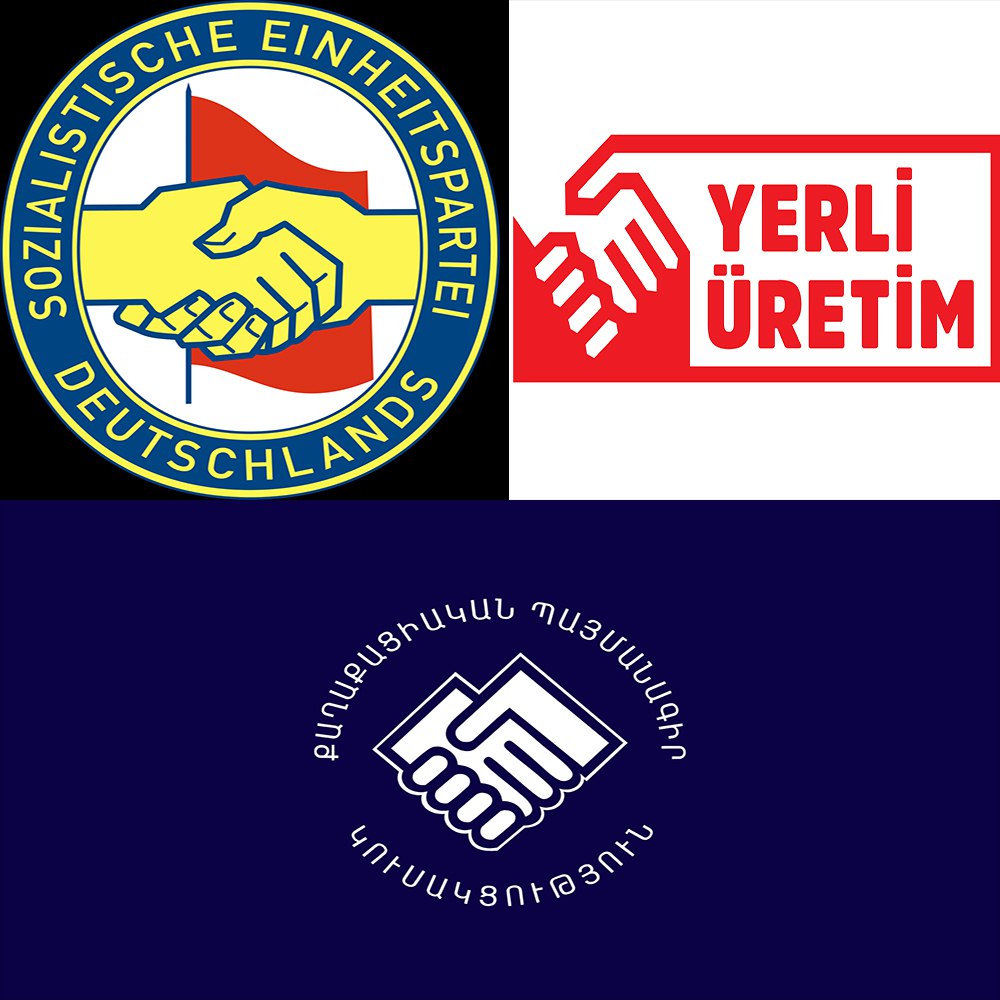 The symbol on the left is that of the communist party of East Germany...